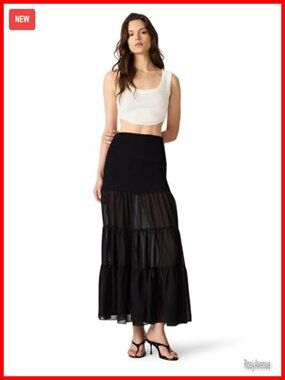Steve Madden Lisabel Maxi Skirt 100% Polyester Hand Wash Solid Mid Rise